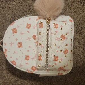 Under One Sky Bear Print Backpack with Pom Pom